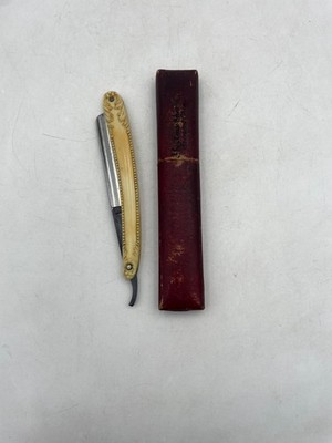 (Vintage) Clauss Fremont O Straight Razor Steel Blade Beige Handle with Box