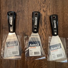 Lot of 3 Anvil Putty Knife - flexible Carbon Steel Blade 3" 1004682332