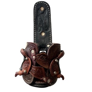 Handmade Leather Heavy Duty Equestrian Horse Saddle Beverage Holder Rare