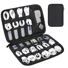 Lacdo Electronics Organizer Travel Case, Small Cord Bag, Tech Black
