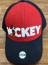 Disney Mickey Mouse Stitched Two-tone Black Red Baseball Hat Cap Adult One-size