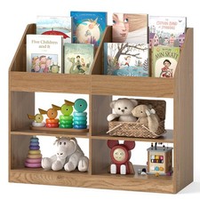 3-Tier Kid  s Bookshelf w/Display Rack  4 Compartments for Kids Room, Playroom
