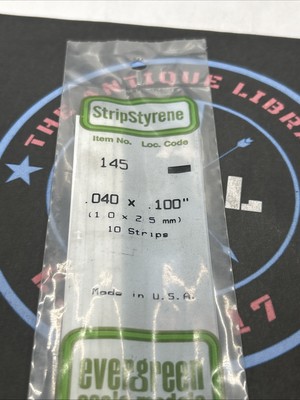 Evergreen Scale. Polystyrene Strips. 14'' 145 .040 X .100 (10)