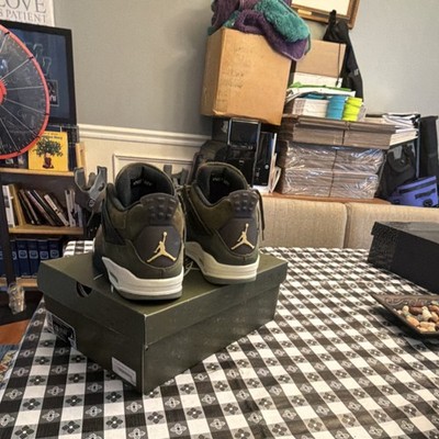 Jordan Air Jordan 4 Olive DV6773-220 Men's Mid Top Suede Sneakers