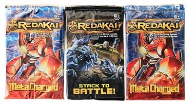 NEW SEALED (2) REDAKAI MetaCharged and (1) Stack To Battle X-Drive Cards