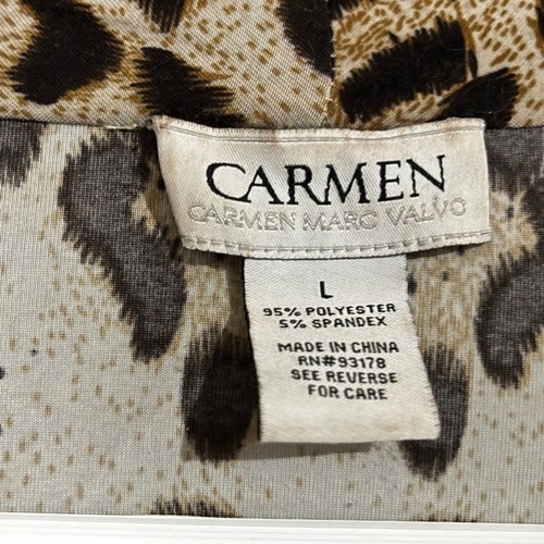 Carmen Marc Valvo Women’s Leopard Print Wrap Around Tunic Cardigan Sz-L - Picture 6 of 7