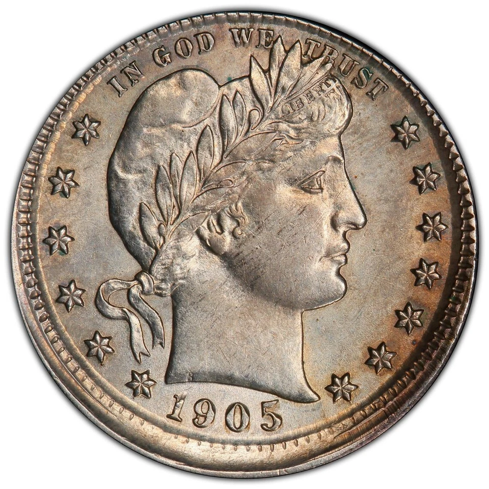 1905 S Barber Quarter 25c Broadstruck Mint Error PCGS AU Detail Cleaned - Image 2 of 4