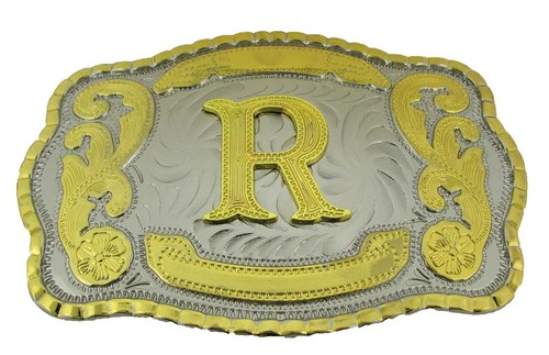 Initial Belt Buckle Letter N E W A B C D G J L R S M e n Women Western Rodeo BIG - Picture 47 of 62