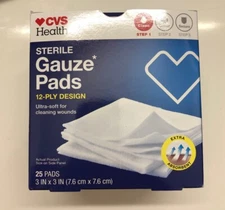 2 Boxes CVS Health Sterile Gauze Pads 25 Pads Per Box Ultra-soft 3" x 3"
