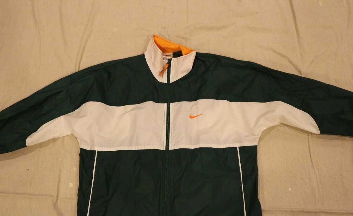 Vintage 90's NIKE - Full Zip Wind breaker - Green/White