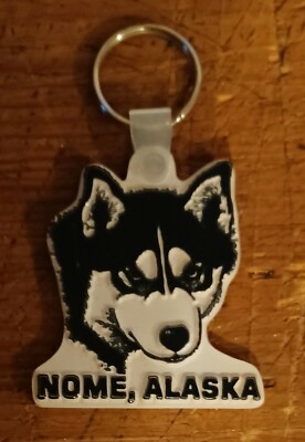 Vintage -  Nome Alaska Keychain - Mush Dog Sledding  - One of a Kind - Husky ...