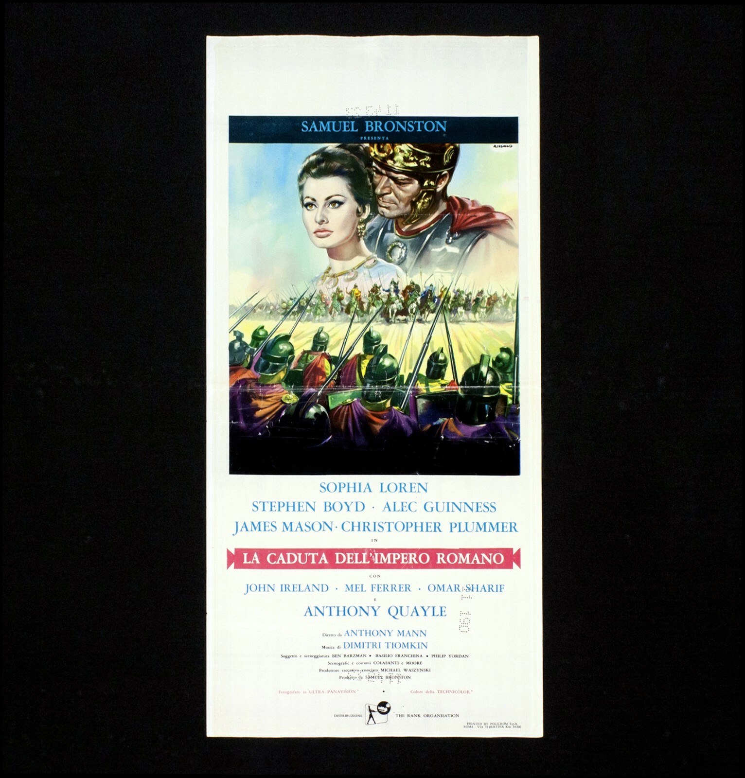 Locandina originale film La caduta dell'impero romano (1964) - Regia di Anthony Mann