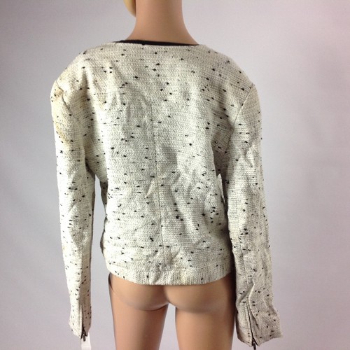 Classiques Entier E9 Womens Blazer Jacket Front Zipper Tweed Ivory Size L Career - Picture 3 of 4