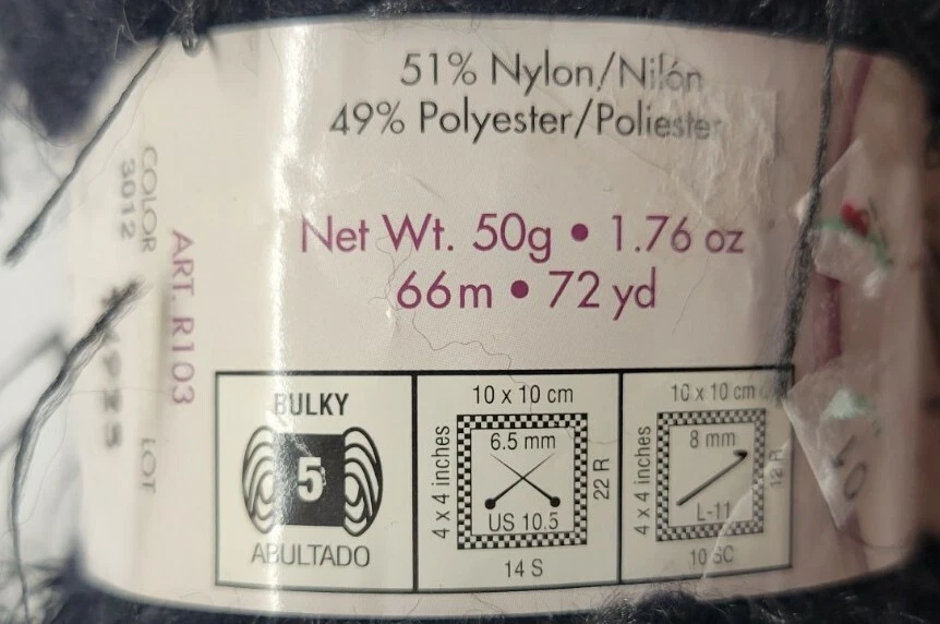 Moda Dea Prima Eyelash Yarn Black #3012 1.76 oz 72 yd - Image 2 of 2