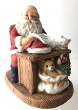 VTG Homco Santa Claus Reading his List At This Desk Figurine #5601-Ceramic 5.5"