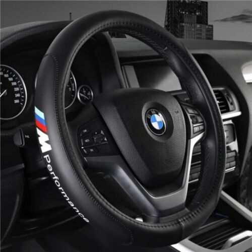 New 15" (38cm Diamater) Genuine Leather Car Steering Wheel Cover For BMW Series - Picture 1 of 8
