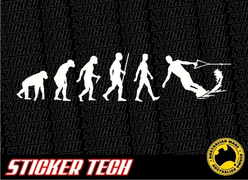 EVOLUTION OF MAN WAKEBOARDING WAKE STICKER DECAL TO SUIT SKI BOAT TRUCK WINDOW - Foto 1 di 2