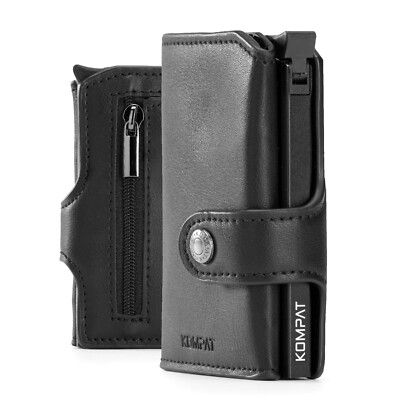 Portafoglio Uomo Slim In Metallo Con Blocco RFID - Nero - Porta Carte E Banconote