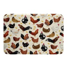 Feelyou Chicken Bath Rugs for Shower Tub Cute Chicken Pattern Bathroom Rugs f...