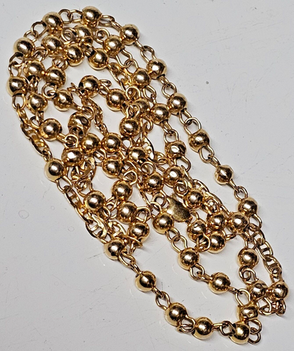 14K YELLOW GOLD FANCY MARINER & BALL LINK CHAIN-22"-FREE USA SHIPPING - Picture 4 of 8
