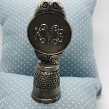 Personalized Rawcliffe Pewter Thimble w/ Engraved MKL Monogram