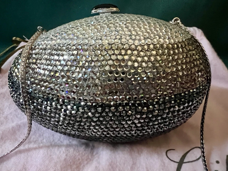 ¡¡GUAU!! MULTI TONOS CRISTALES CUBIERTOS FORMA HUEVO JUDITH LEIBER MONEDERO MINAUDIÈRE Foto 2 de 4