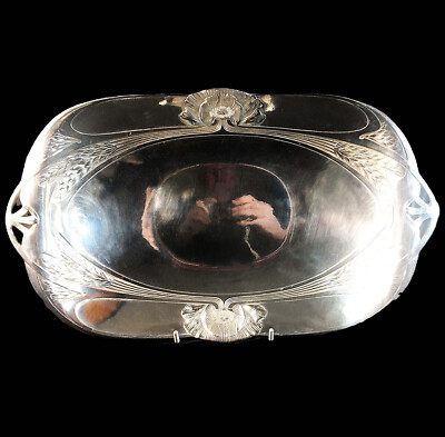 HERVORRAGENDE GALVANISIERTE JUGENDSTIL TISCHSCHALE von O. GALLIA / CHRISTOFLE