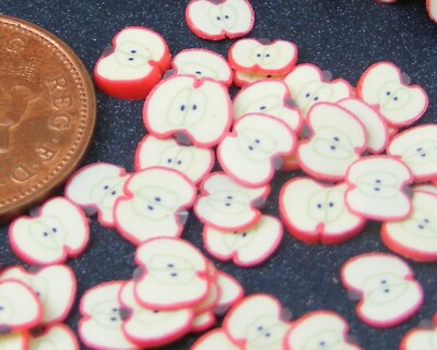 Puppenhaus Obstrohr Scheiben 50 rote Apfel Fimo Nail Art Maßstab 1:12 Set tumdee