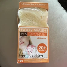 Spongeables: Body Wash In A Sponge 20+Showers - Shea Butter~Olive Oil~White Rose