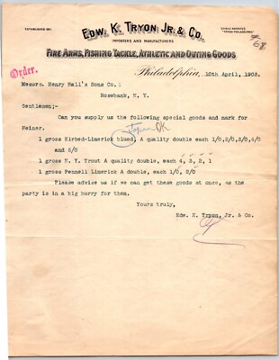 Philadelphia 1903 Edw. K. Tryon Jr. & Co. Fire Arms / Tackle ...