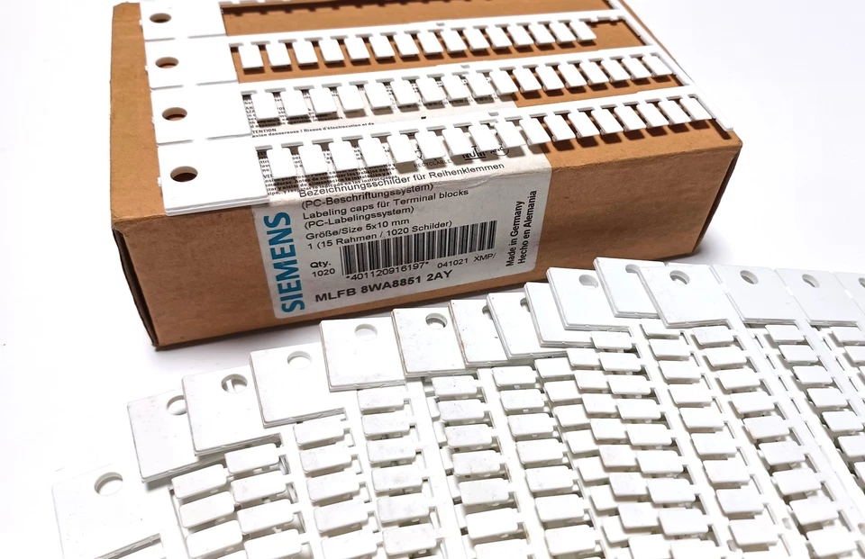 Tapas de etiquetado de bloque de terminales Siemens MLFB 8WA8851 2AY 5x10 mm 12 tarjetas+ Foto 2 de 2