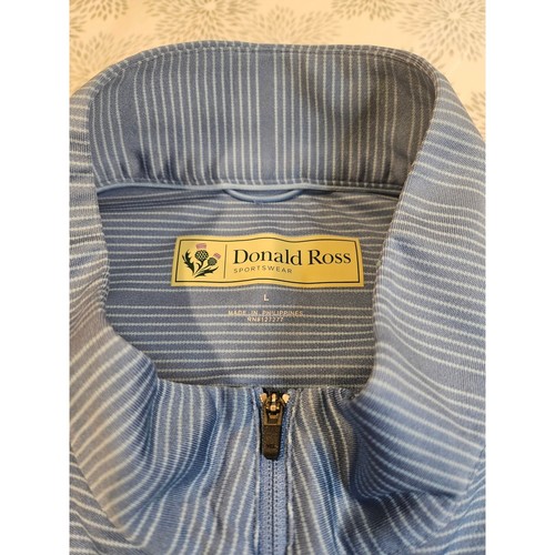 Donald Ross Sportswear Golf 1/4 Zip Pullover Striped Athletic Blue Large - Picture 3 of 6