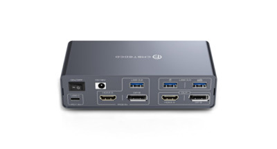 TJCXELE KVM Switch 2 PC 2 Monnitore HDMI Displayport für Laptop & Desktop Type-C