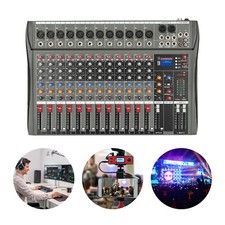 12 Channel Sound Audio Mixer Bluetooth USB DJ Live Studio Mixing Console Amplifi