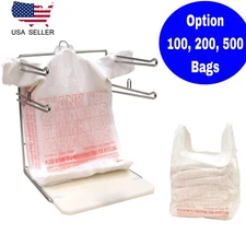 T Shirt Bags Plastic Grocery Shopping Carry Out Thank You Bag 11.5''x6.5''x22''