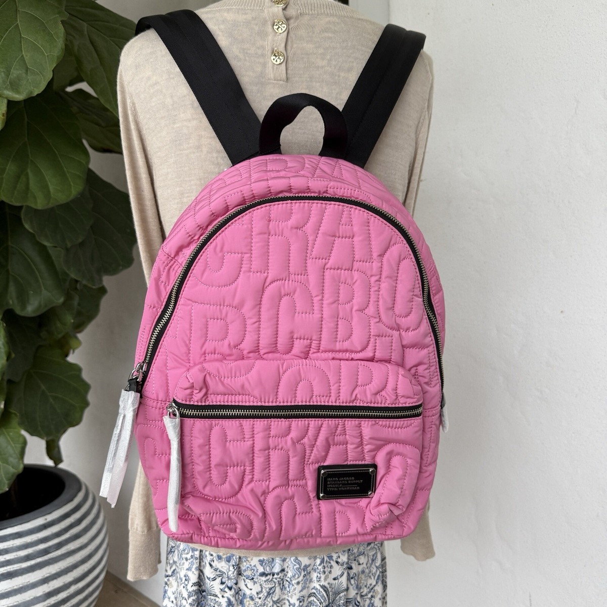 Marc Jacobs Medium Candy Pink Monogram Quilted Puffy Nylon 