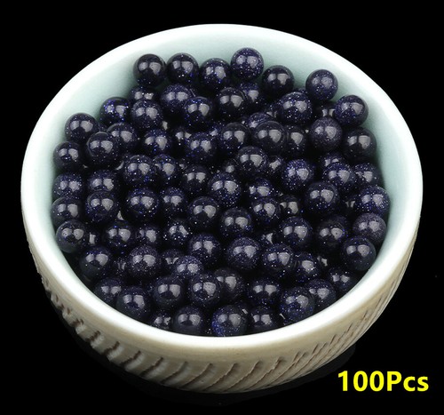 100Pcs 4mm Blue Sand Stone No Hole Undrilled Stone Round Ball Beads HT1972 - Afbeelding 1 van 5
