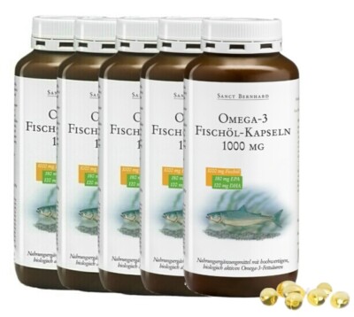 Sanct Bernhard Omega-3-Fischöl-Kapseln 1000mg - 5 x 220 Kapseln (51,02 EUR/kg)
