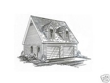 24 x 24 2 Car TD / LD Garage Building Plans with pull dn stair to Loft