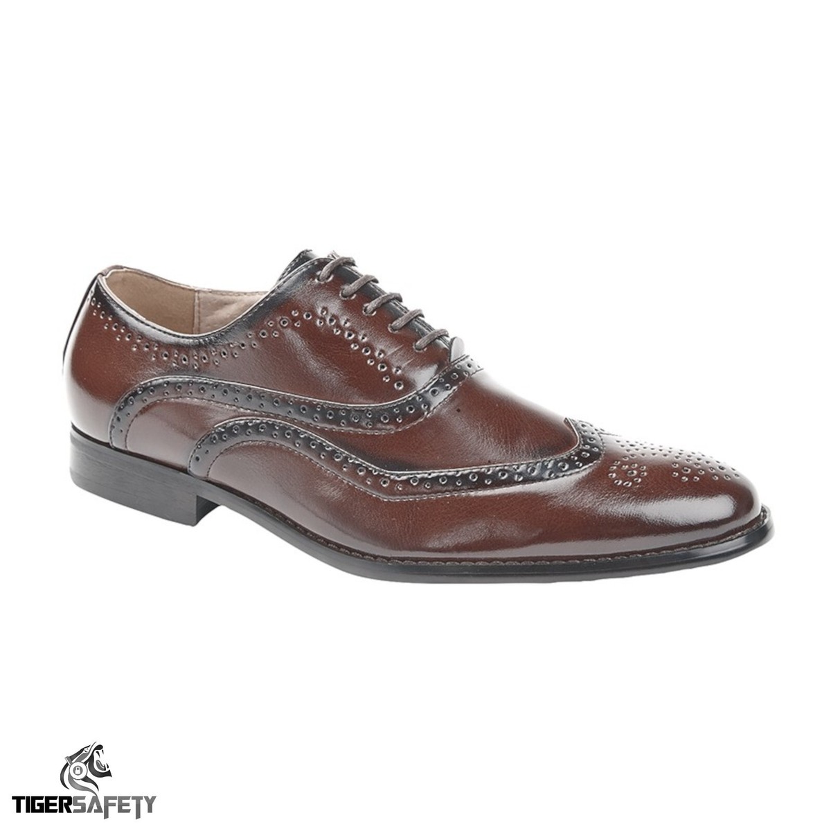 Goor M370B Mens Dark Brown PU Leather Formal Fashion Eye Oxford