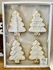 New Jingles and Joy Christmas Frosted Gingerbread Tree Cookie Ornaments
