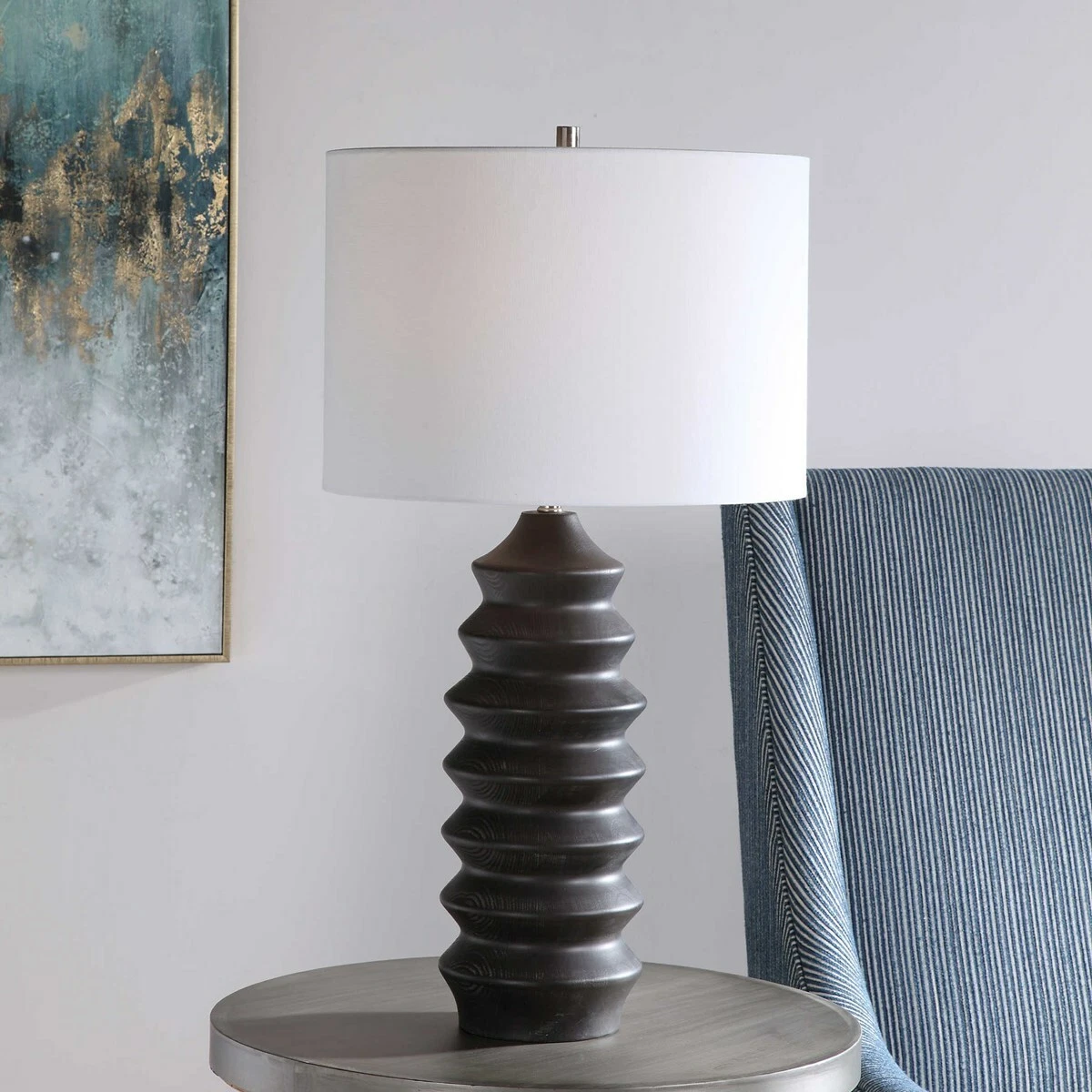 Carved wood 2024 lamp base