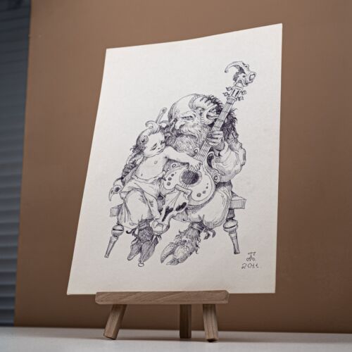 Pen drawing illustration "Magic strings" ukrainian artist Anatoly Borachuk - Picture 2 of 7