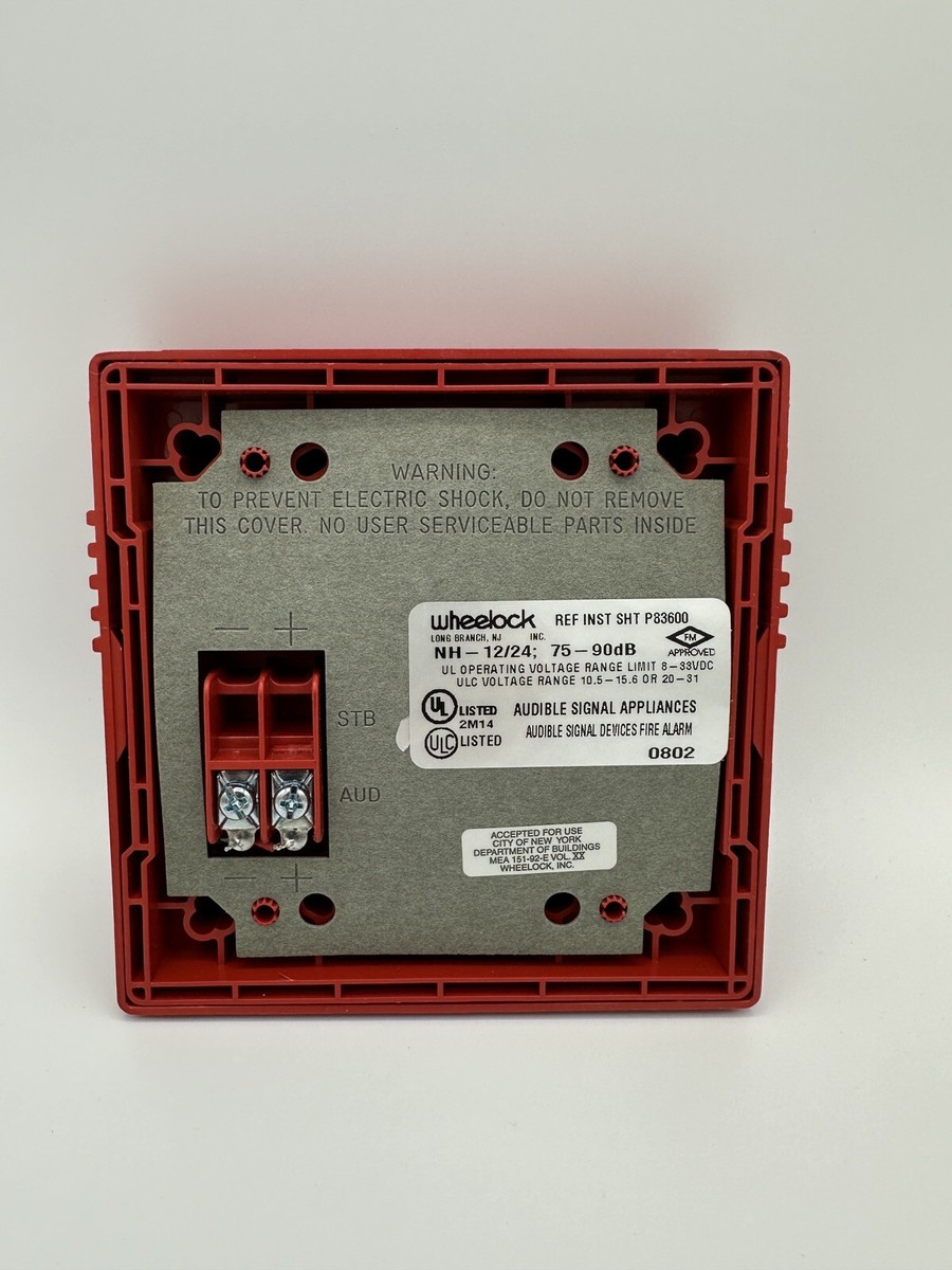 NEW Wheelock NH-12/24-R 12/24 VDC Fire Alarm Horn, Red | eBay