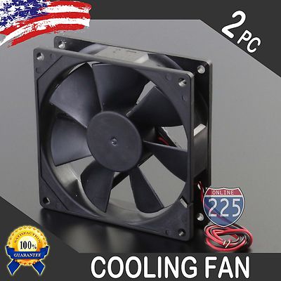 2pcs 5'' Square Cooling Fan with 1'' Depth 12 Volt Rotary Plastic Amplifier quiet 