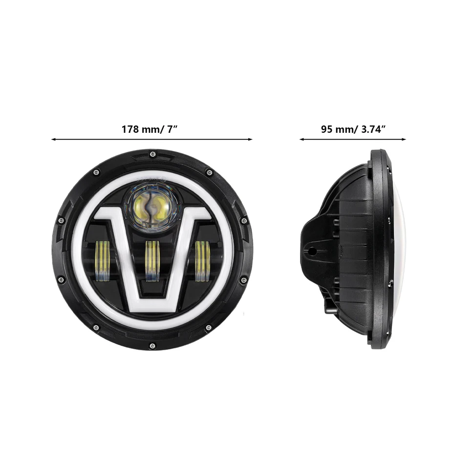 Faróis de LED DRL sinal de seta feixe Hi-Lo 7" para Chevrolet Malibu 1973-1975 - Imagem 3 de 4