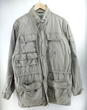Vintage Orvis Fishing Jacket 18 Pocket Large Around The World 100 Cotton Gray