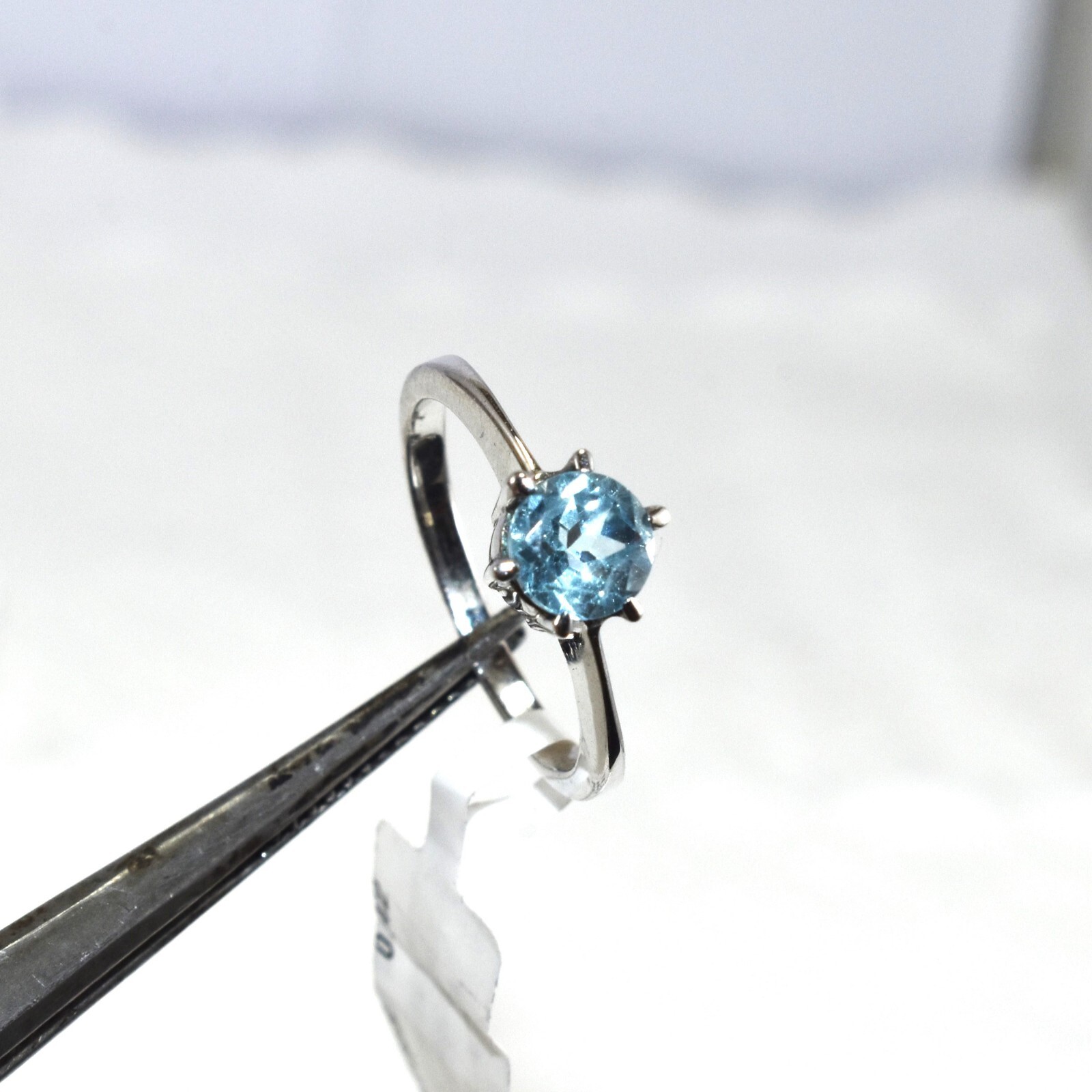 In Demand Round Cut Blue Topaz 925 Silver Ring Prong Setting Unique Silver Ring