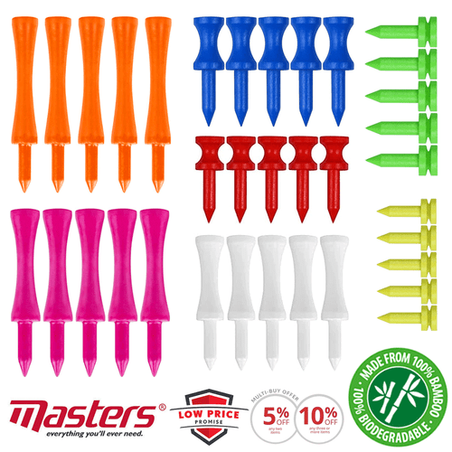 Any 6 Packs of Masters Bamboo Graduate Golf Castle Tees x Colours & Sizes - Picture 2 of 15