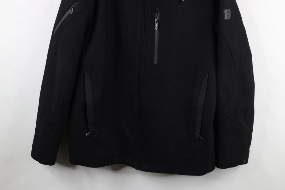 Chaqueta Tumi T Tech Para Hombres Mediana Mezcla de Lana Con Capucha Forrada con Cremallera Completa Negra Foto 3 de 4